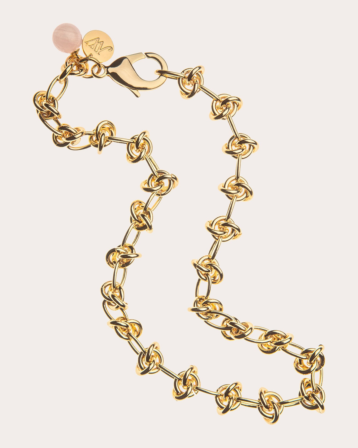 Rose Quartz In a Knot Chain Necklace