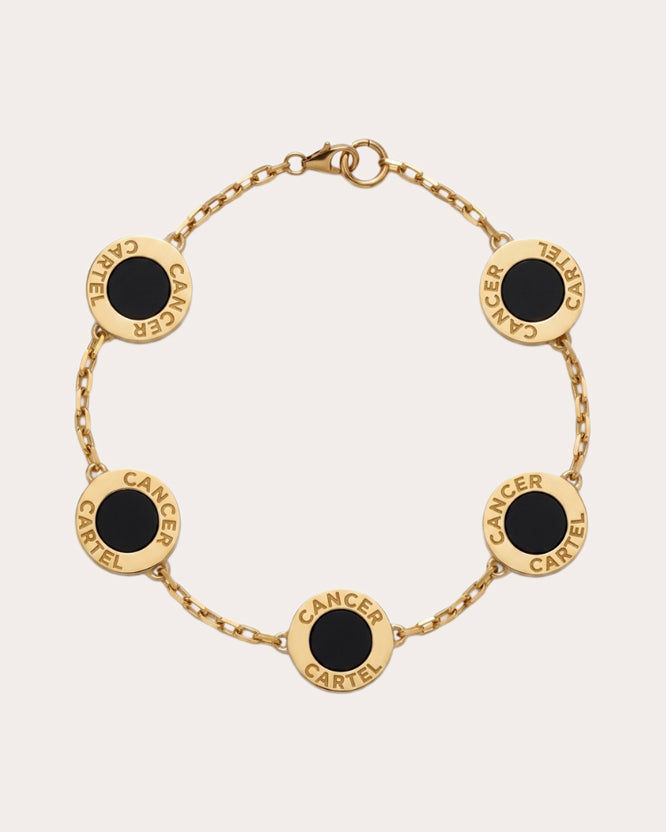 Black Onyx & 14k Gold Cancer Cartel Bracelet