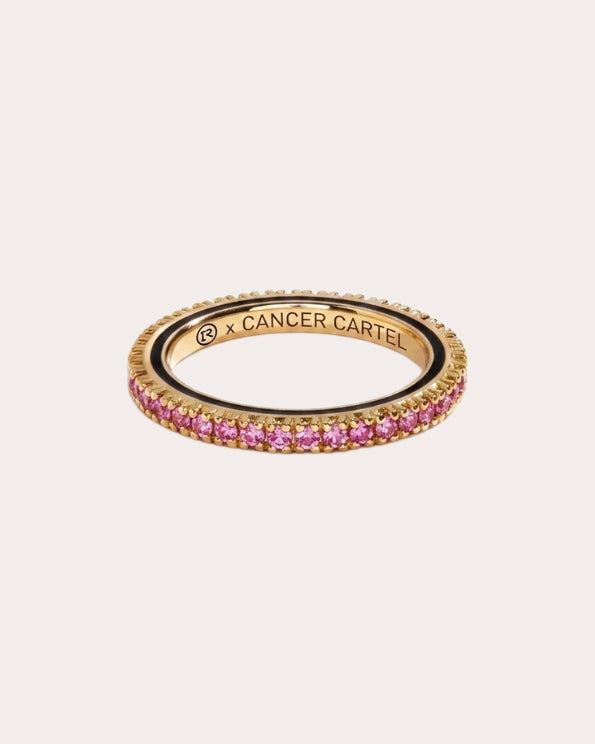 Pink Sapphire & 14k Gold Cancer Cartel Ring