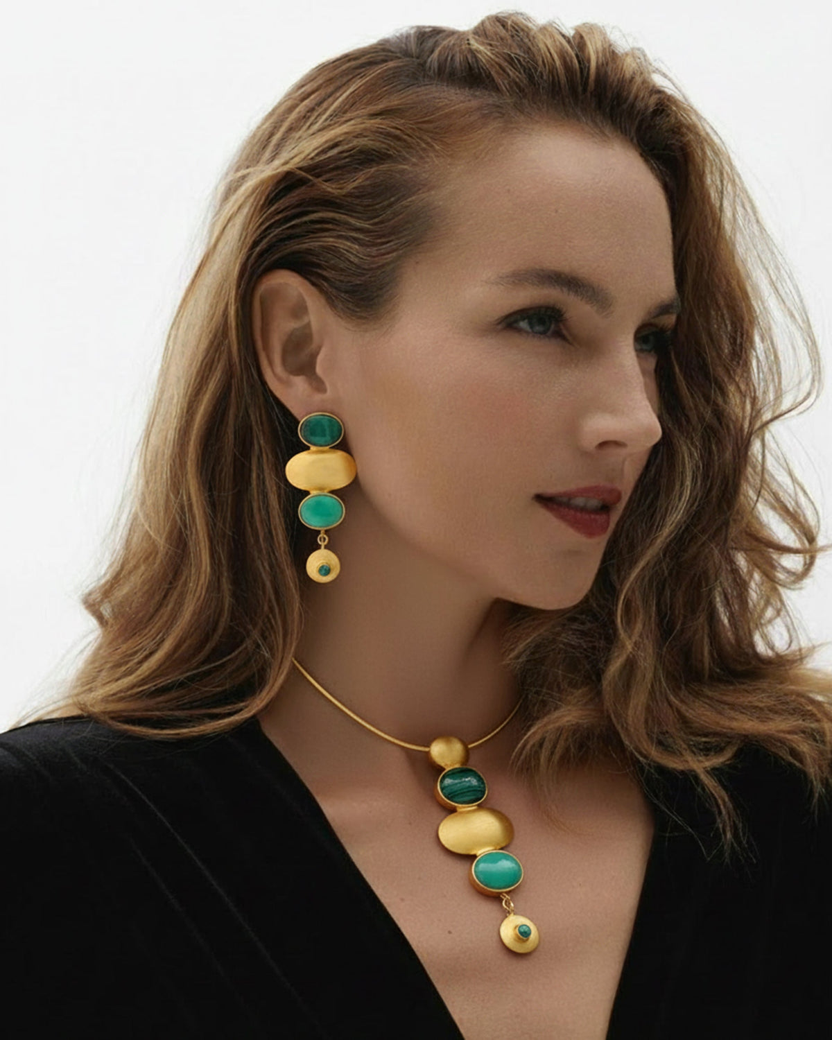Green Onyx & Malachite Istanbul Drop Earrings