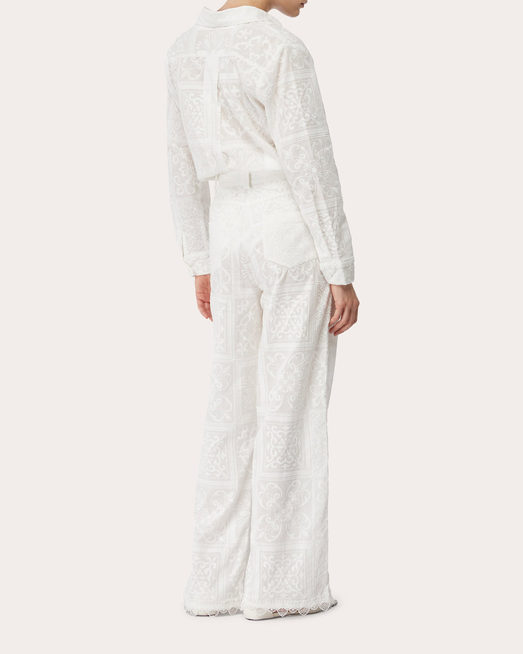 Ivora Embroidered Patchwork Wide-Leg Pants