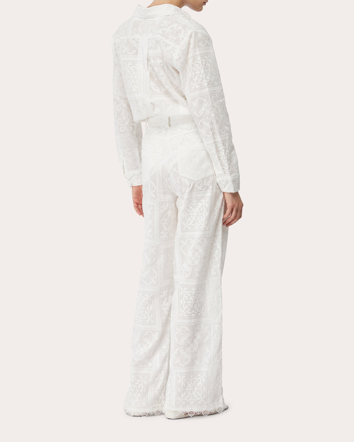 Ivora Embroidered Patchwork Wide-Leg Pants