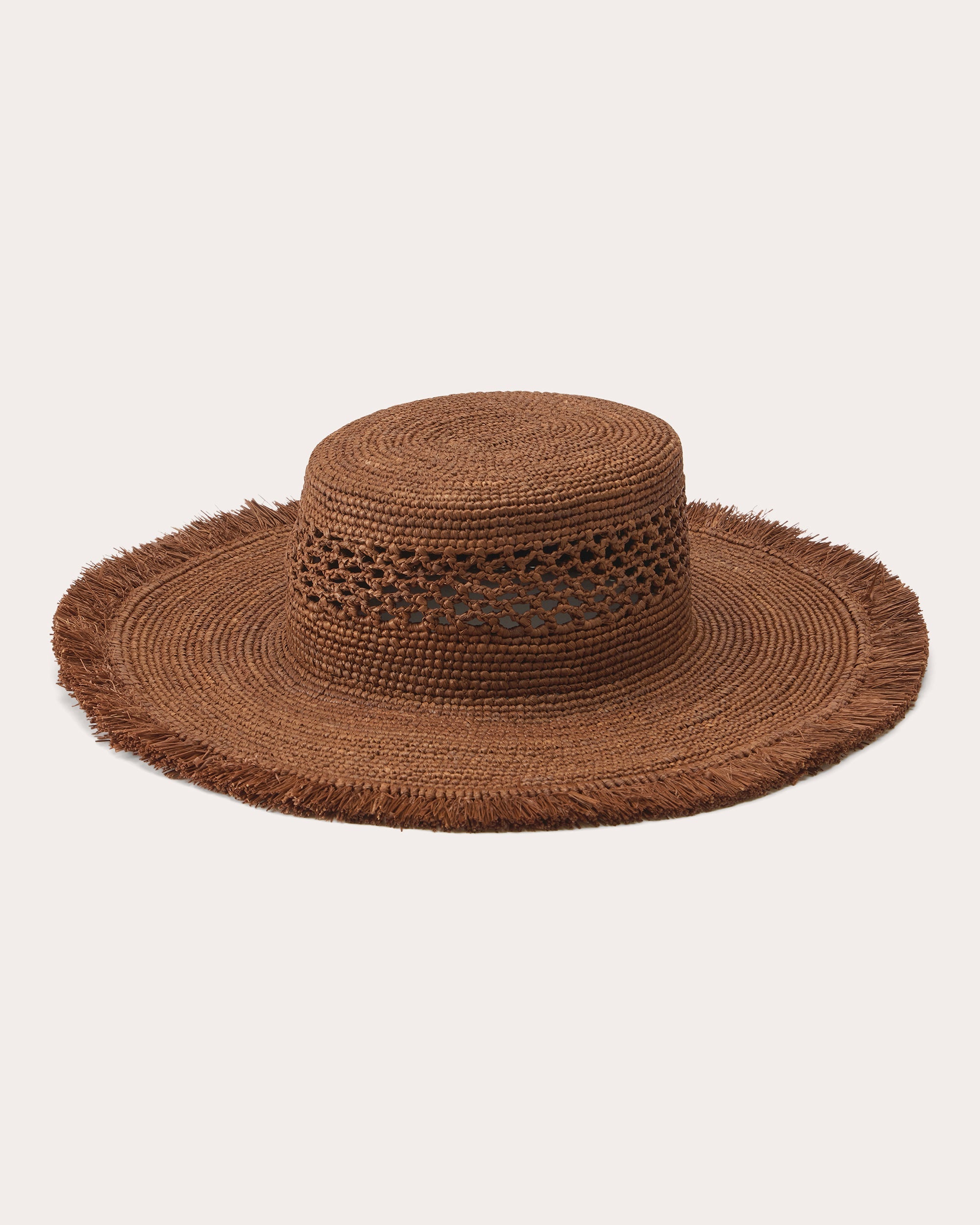 Ivy Crocheted Fringe Raffia Boater