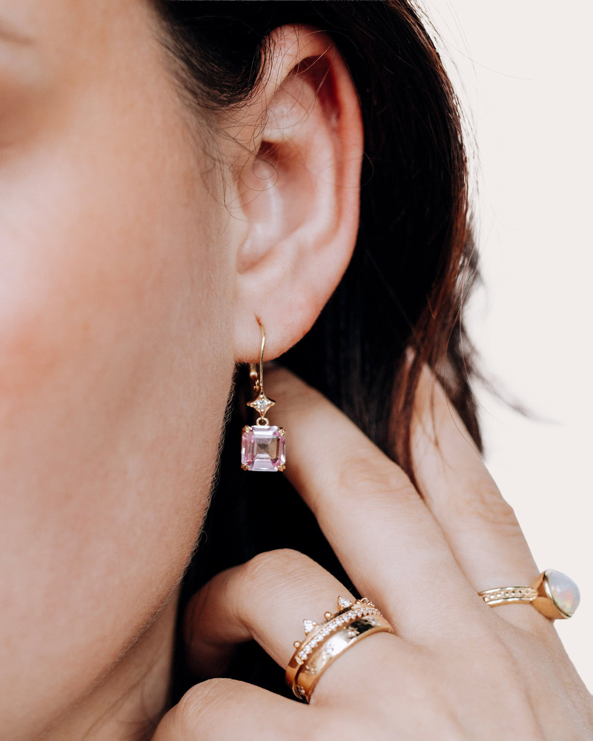 Pink Sapphire Jac+Jo Greta Drop Earrings