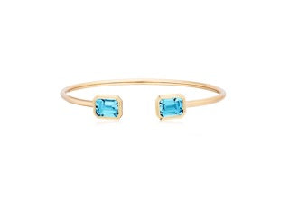 Manhattan Round Tube Flexible Blue Topaz Bracelet in 18K Yellow Gold