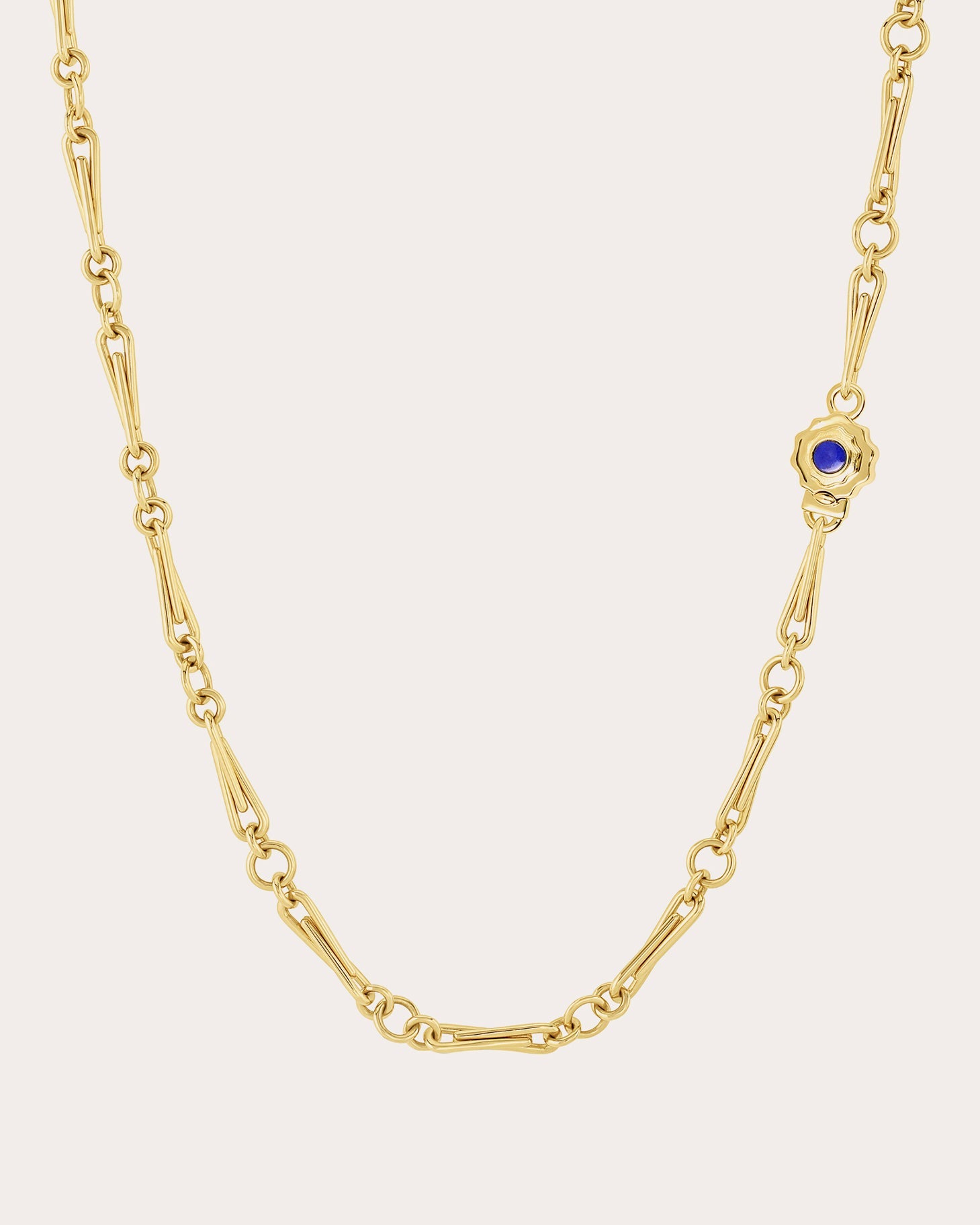 Lapis Lazuli & 18k Gold Barley Corn Necklace