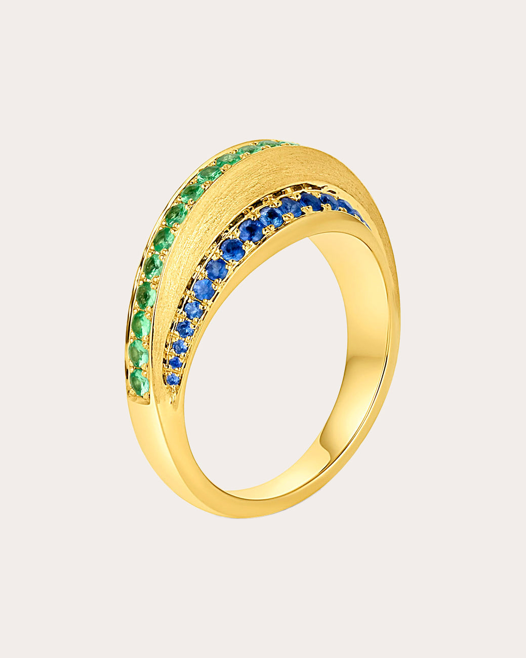 Sapphire & Tsavorite Color Wave Ring