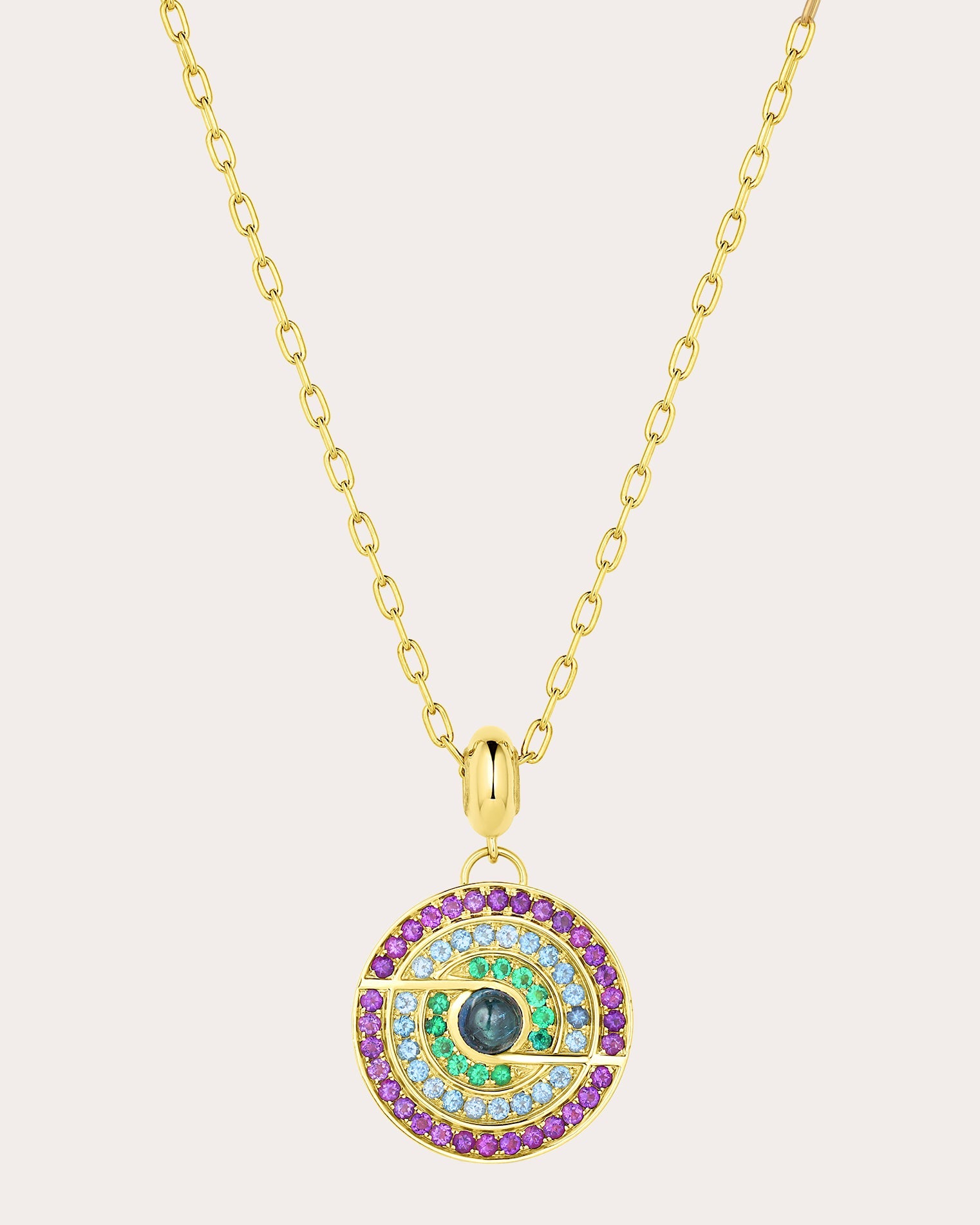 Blue Tourmaline & Amethyst Thea Pendant Necklace