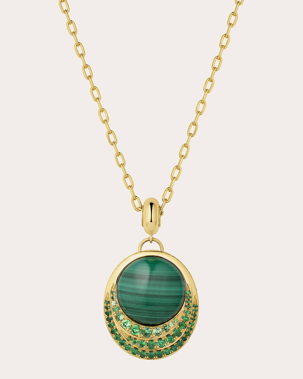 Malachite & Tsavorite Color Wave Pendant Necklace