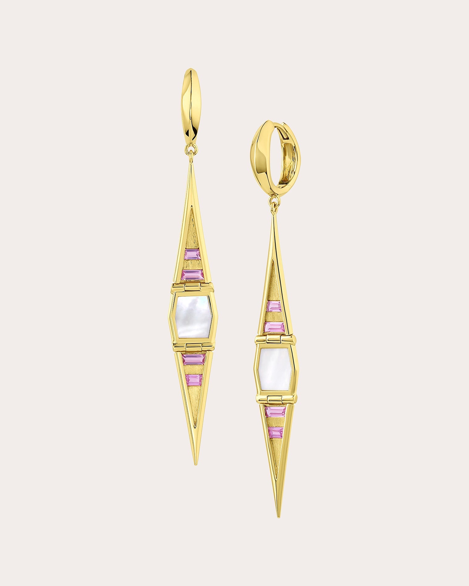 Pink Sapphire & Mother of Pearl Solara Drop Earrings