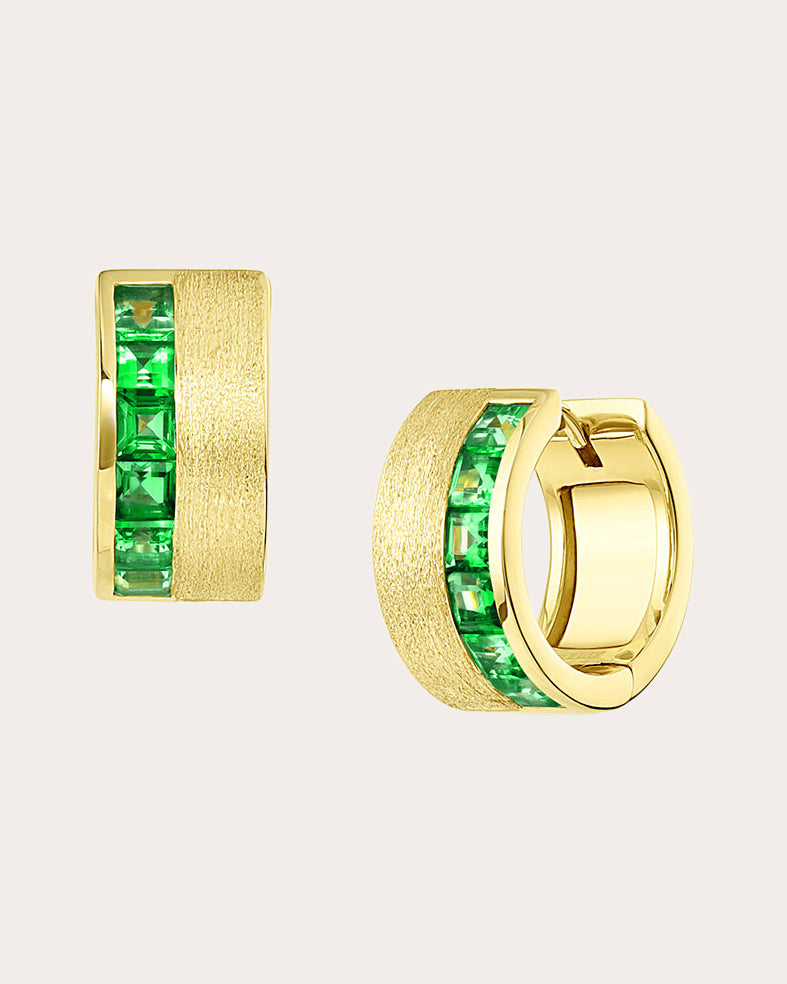 Tsavorite & 18k Gold Solara Hoop Earrings