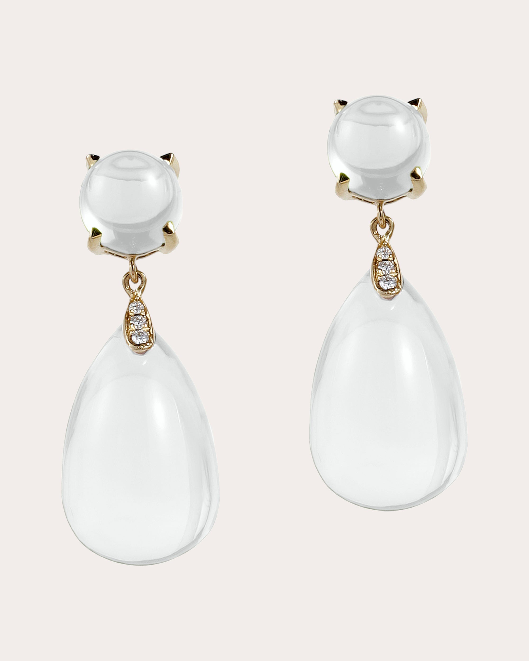 Moon Quartz & Diamond Naughty Drop Earrings