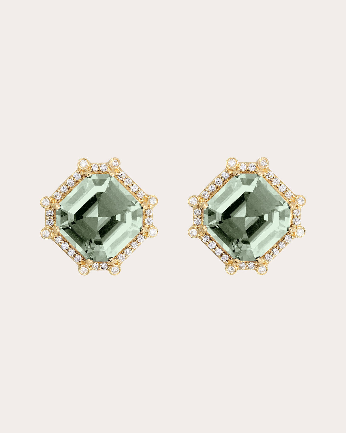 Prasiolite & Diamond Gossip Asscher Stud Earrings