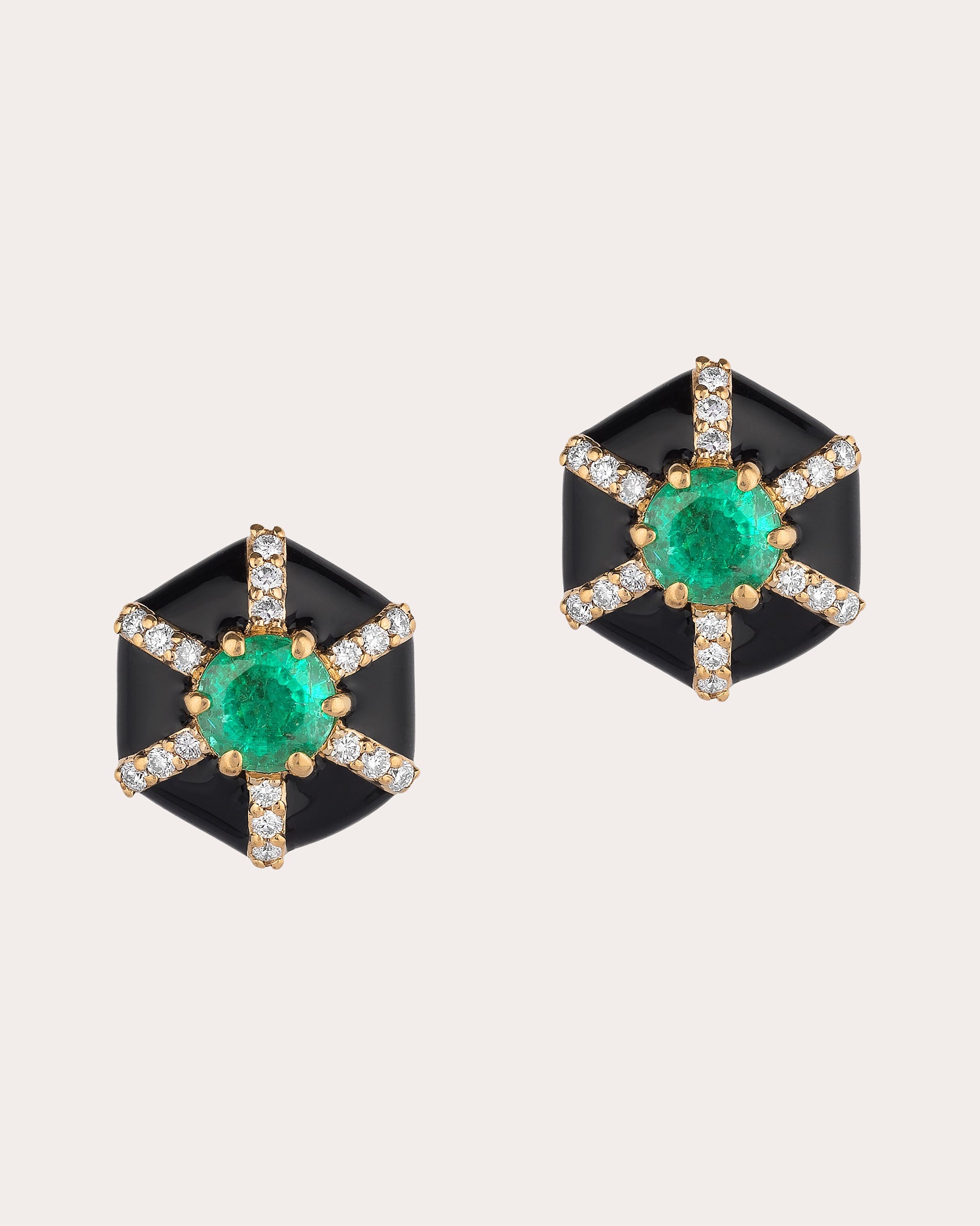 Emerald & Diamond Queen Stud Earrings