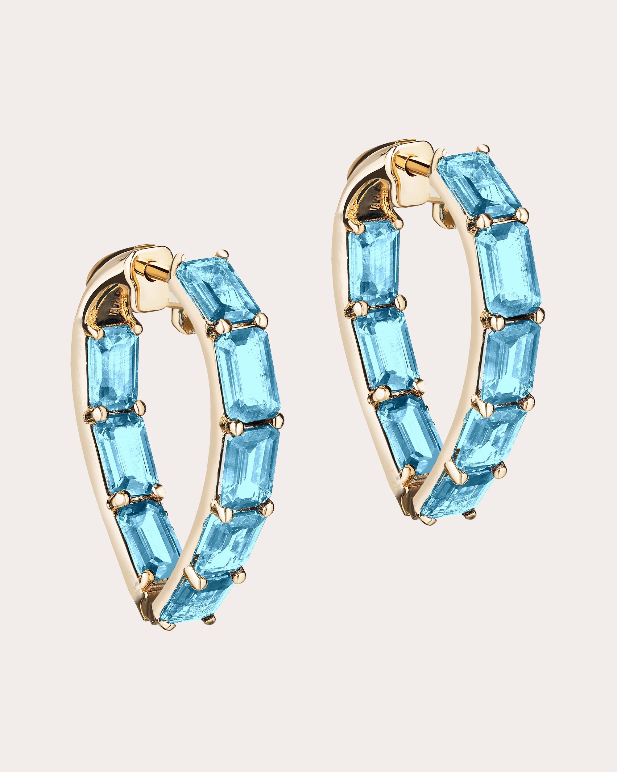 Blue Topaz & 18k Gold Gossip Heart Hoop Earrings