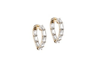 Gossip Rock Crystal Heart Hoop Earrings in 18K Yellow Gold