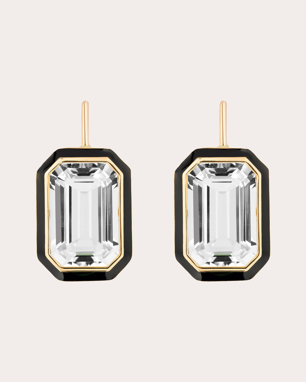 Crystal & Black Enamel Queen Drop Earrings
