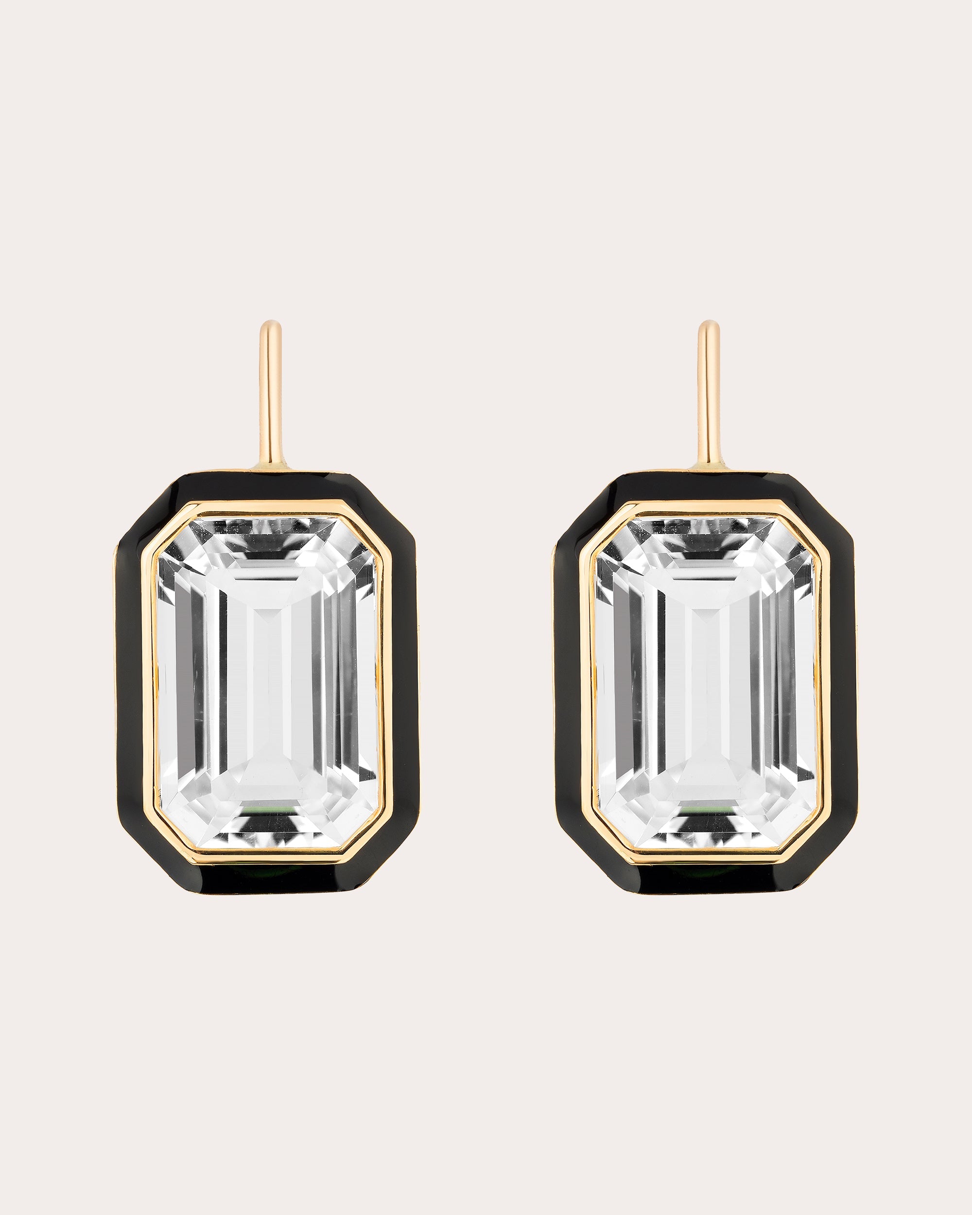 Crystal & Black Enamel Queen Drop Earrings