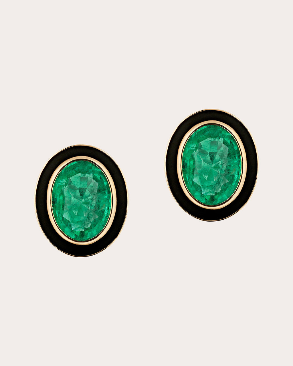 Emerald & 18k Gold Limited Edition Oval Stud Earrings