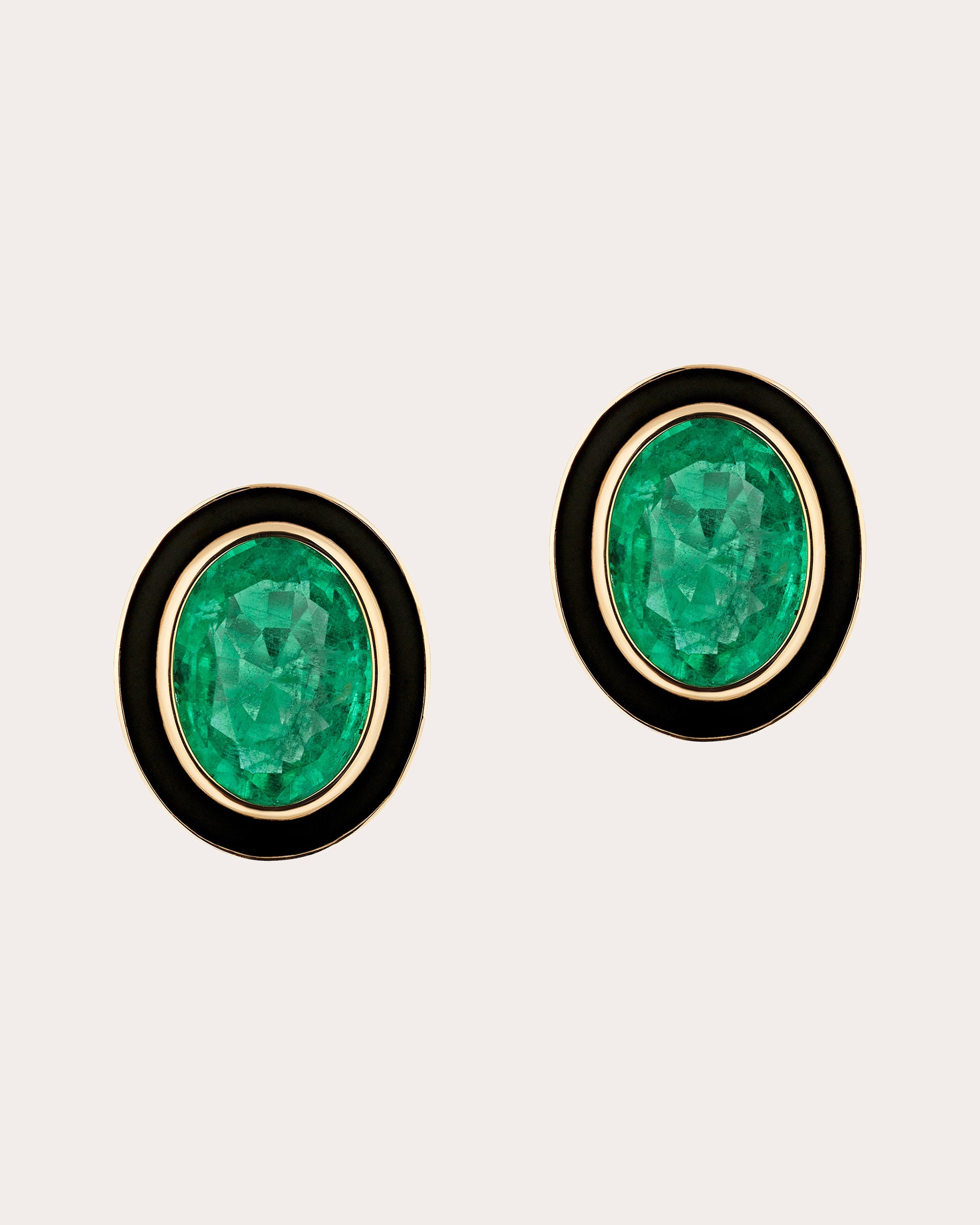 Emerald & 18k Gold Limited Edition Oval Stud Earrings