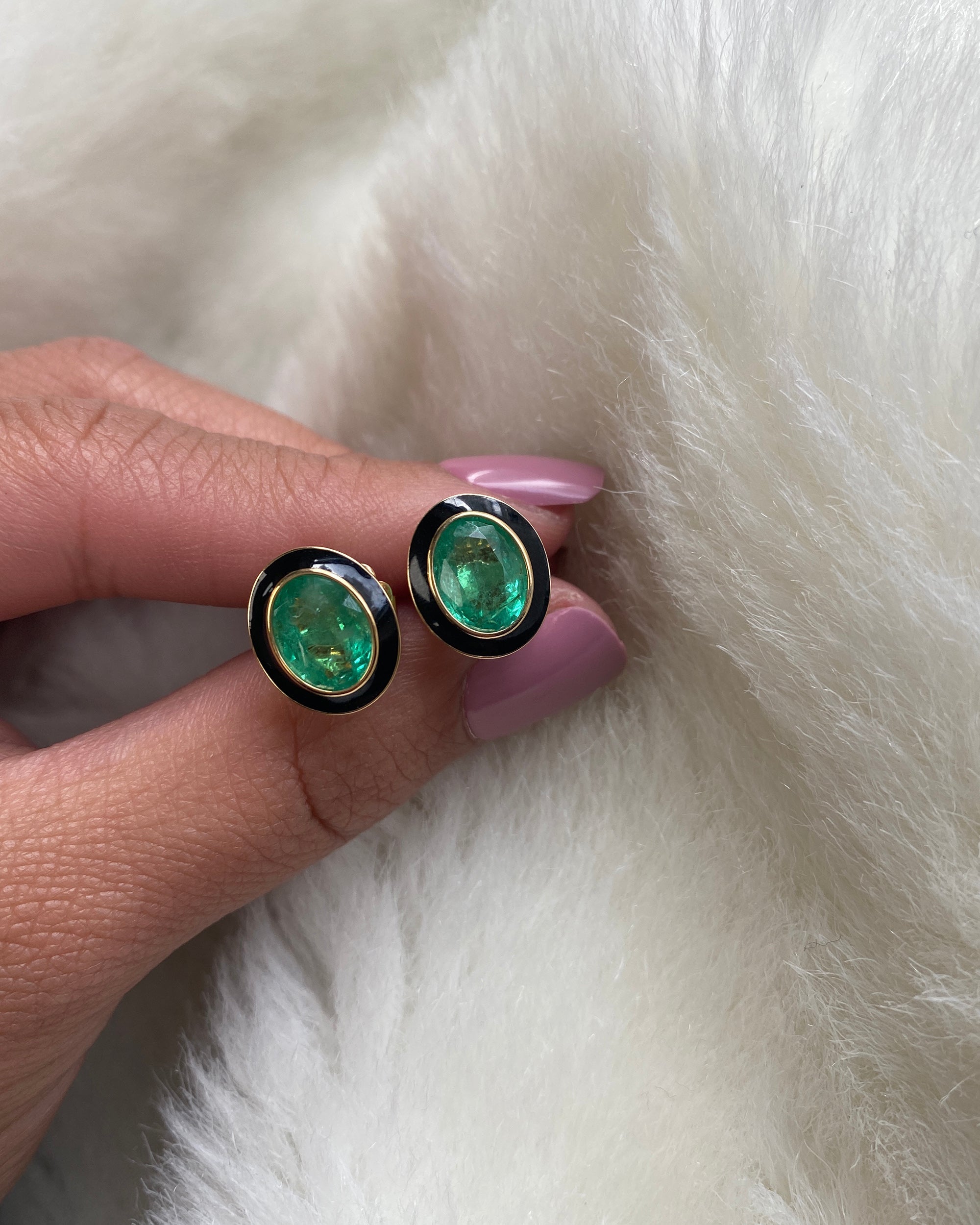 Emerald & 18k Gold Limited Edition Oval Stud Earrings