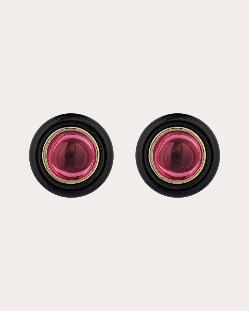 Garnet & Onyx 18k Gold Limited Edition Halo Stud Earrings