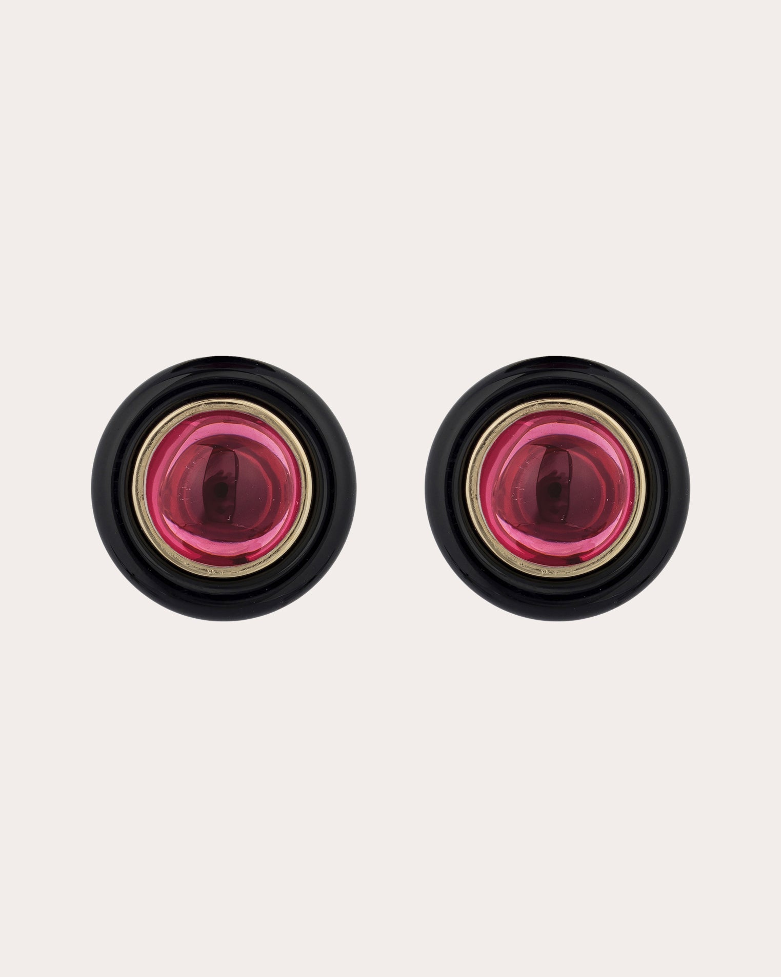 Garnet & Onyx 18k Gold Limited Edition Halo Stud Earrings