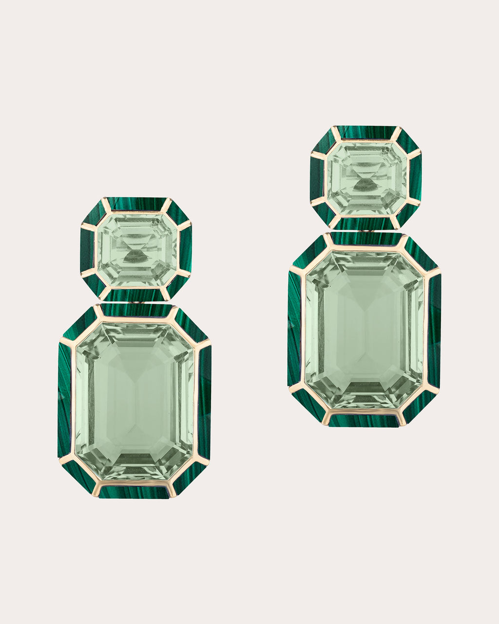 Prasiolite & Malachite Mélange Drop Earrings