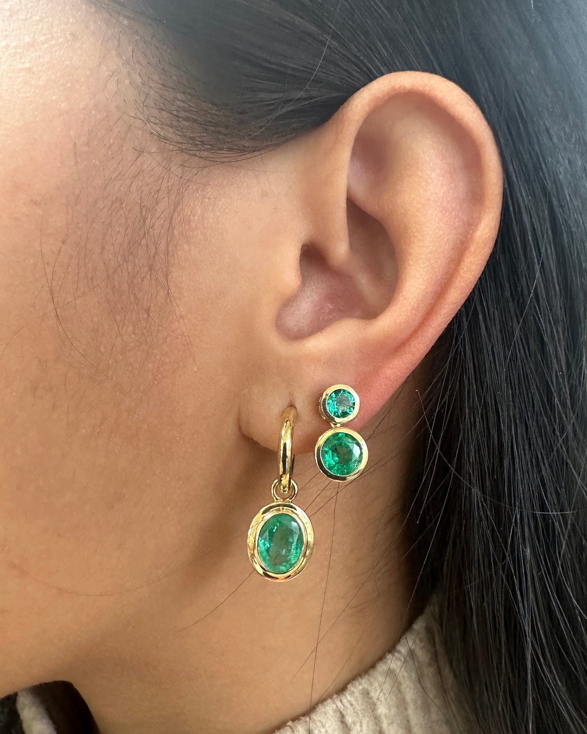 Emerald & 18k Gold Limited Edition Hoop Drop Earrings