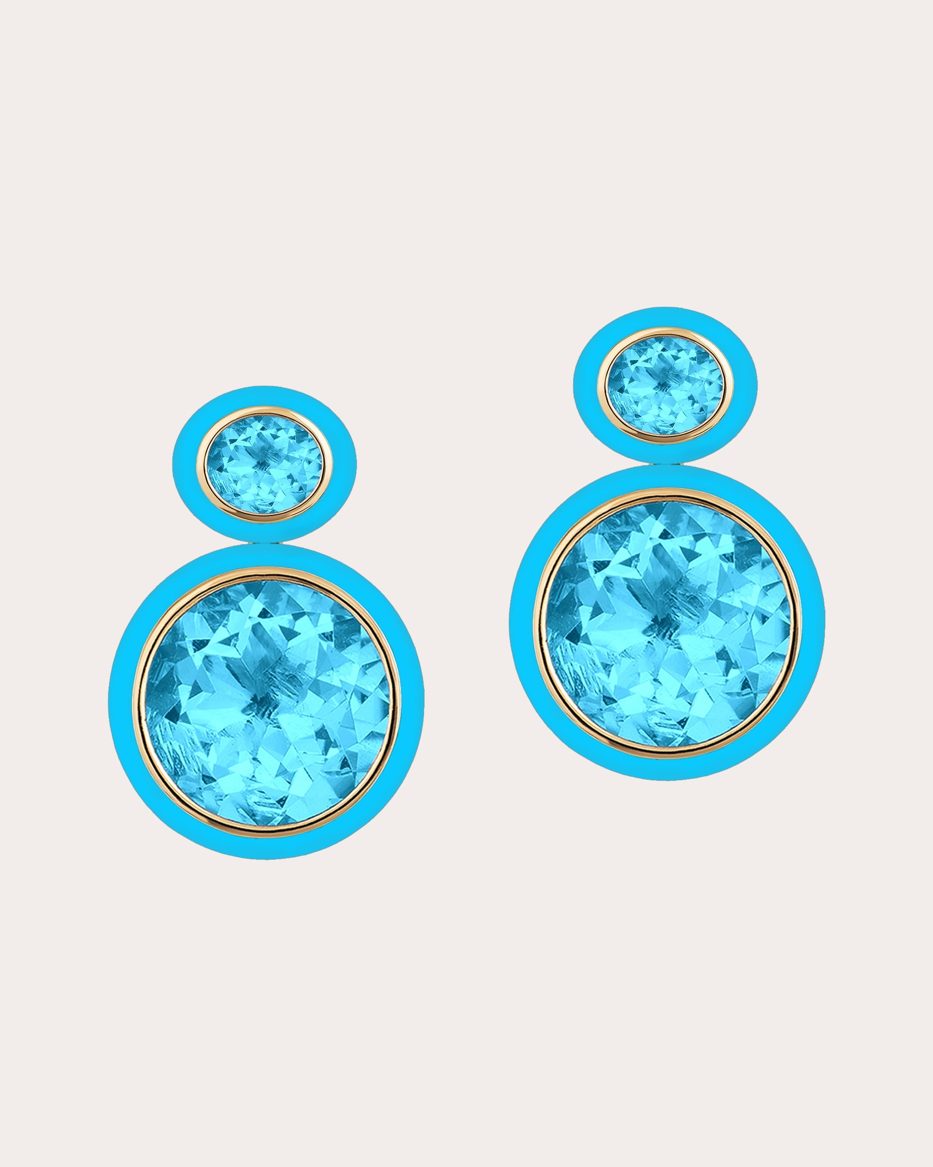 Blue Topaz & Turquoise Round Drop Earrings