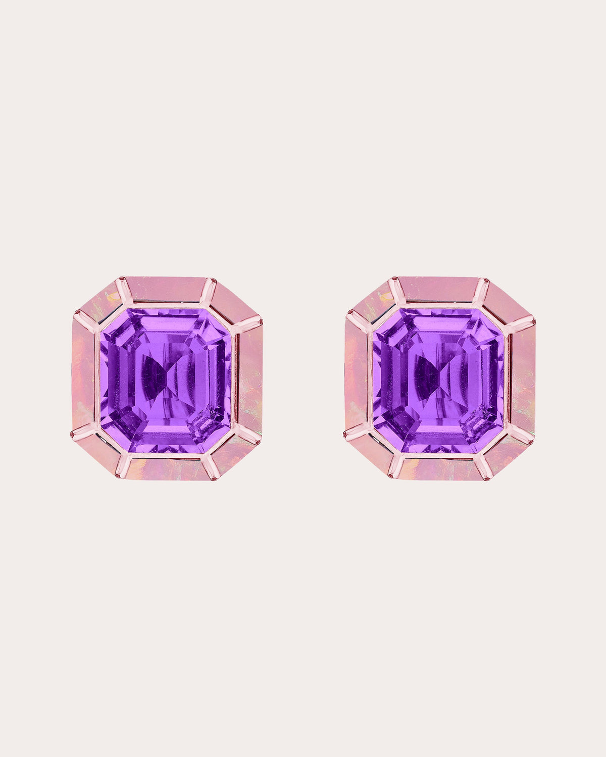 Amethyst & Pink Opal Mélange Stud Earrings