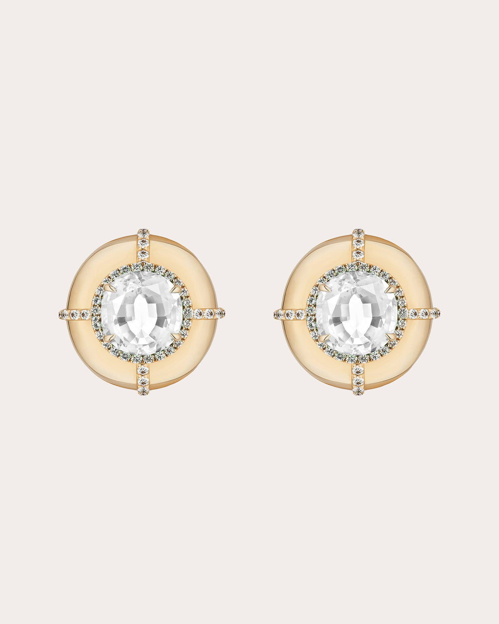 Diamond & 18k Gold Limited Edition Medallion Stud Earrings