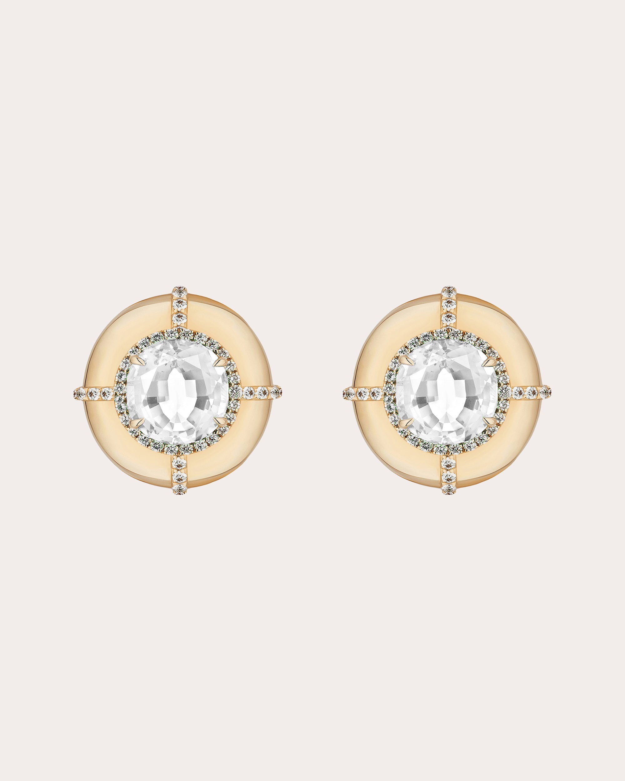 Diamond & 18k Gold Limited Edition Medallion Stud Earrings