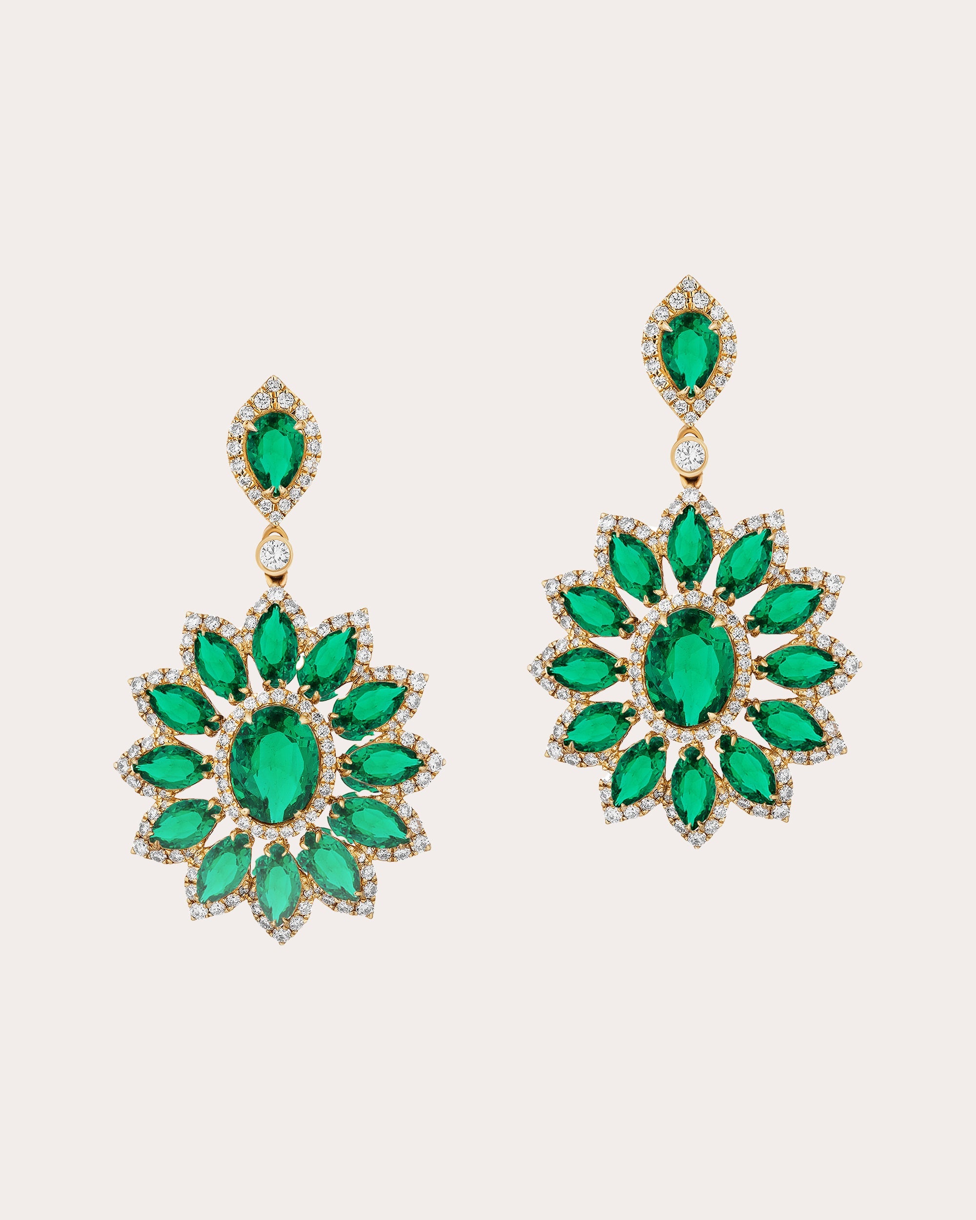 Cleopatra 18K Gold Emerald and Diamond Earrings