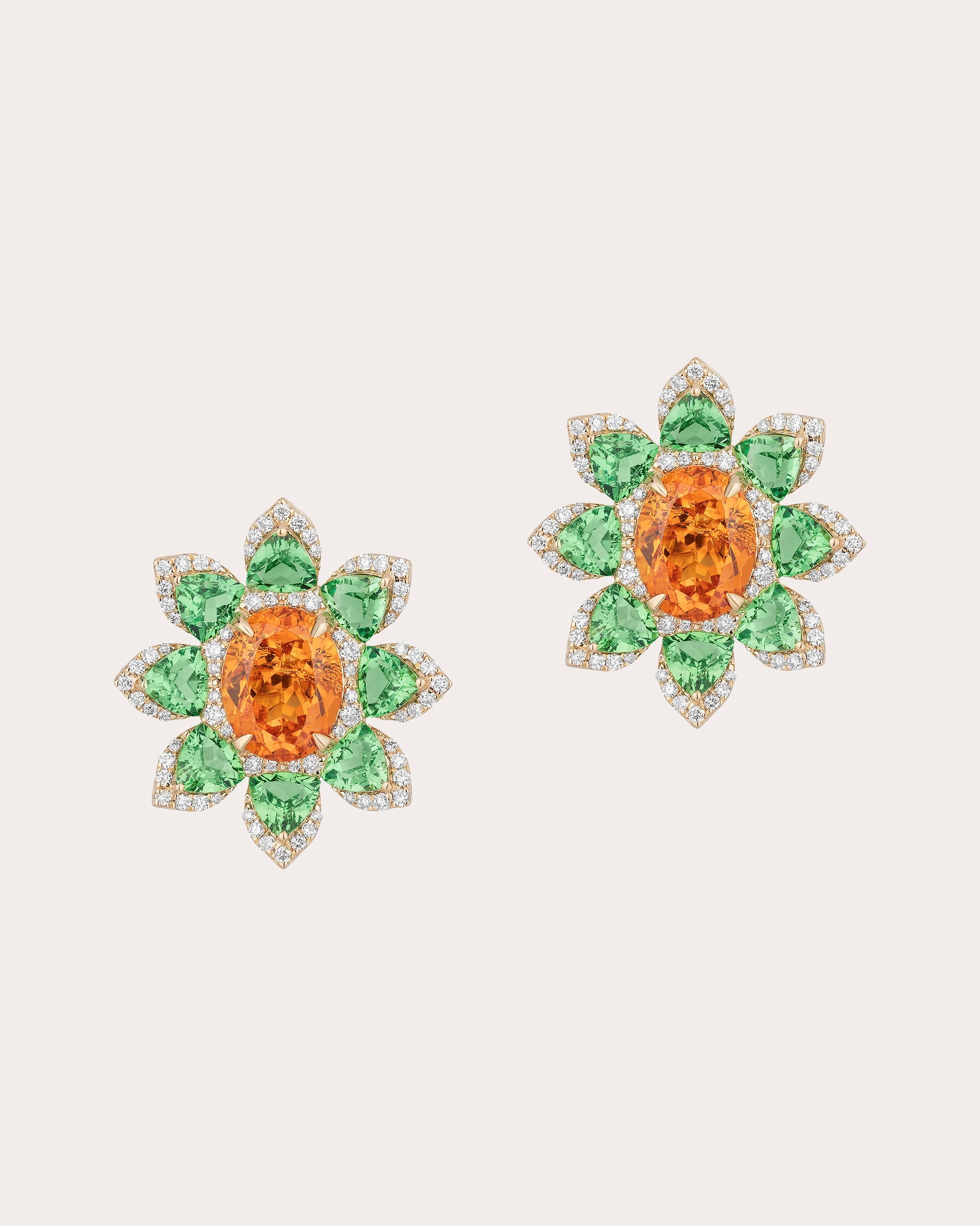 G-One 18K Gold Multi-Stone Flower Stud Earrings