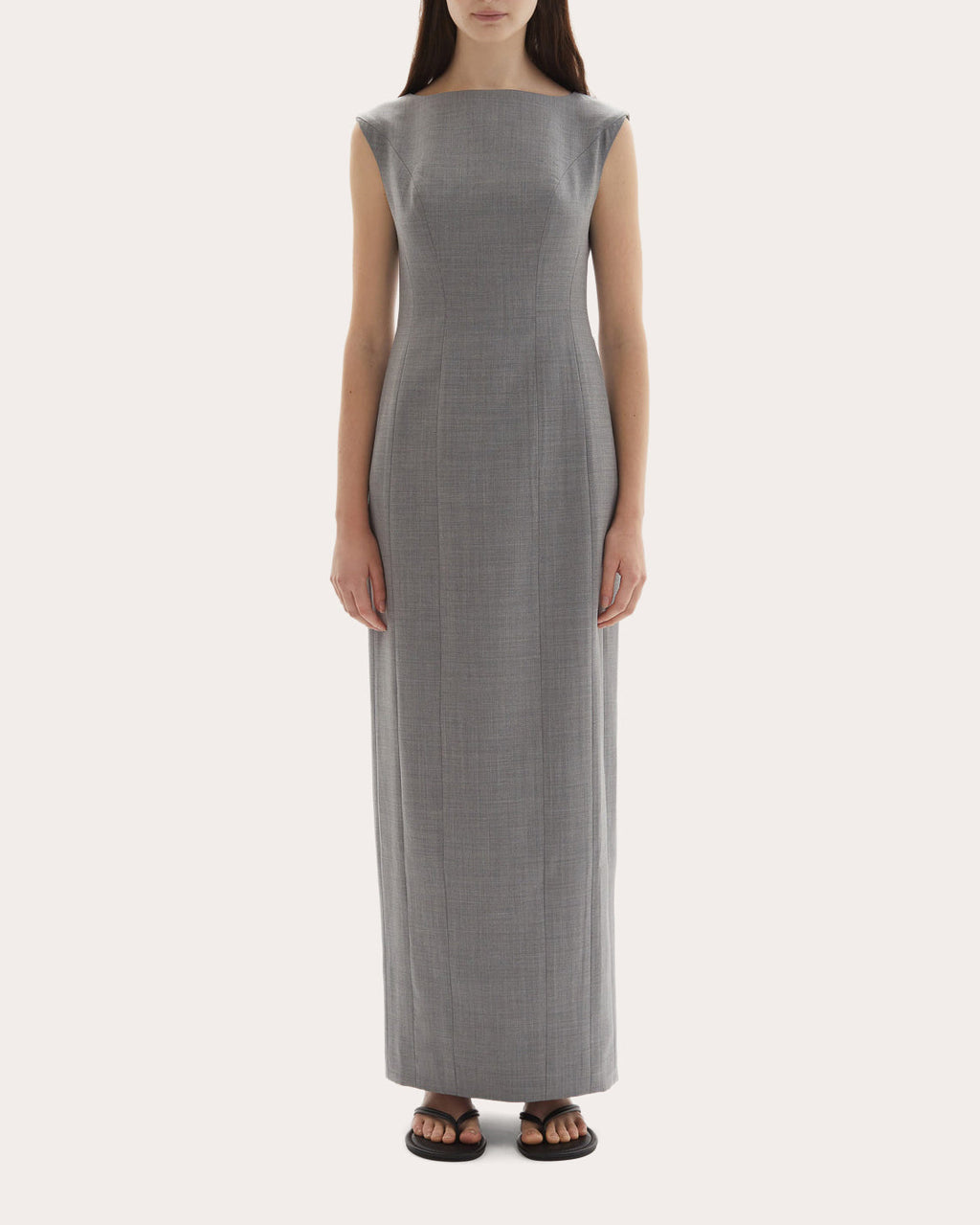 Kelli Wool Structured Boatneck Maxi Dress