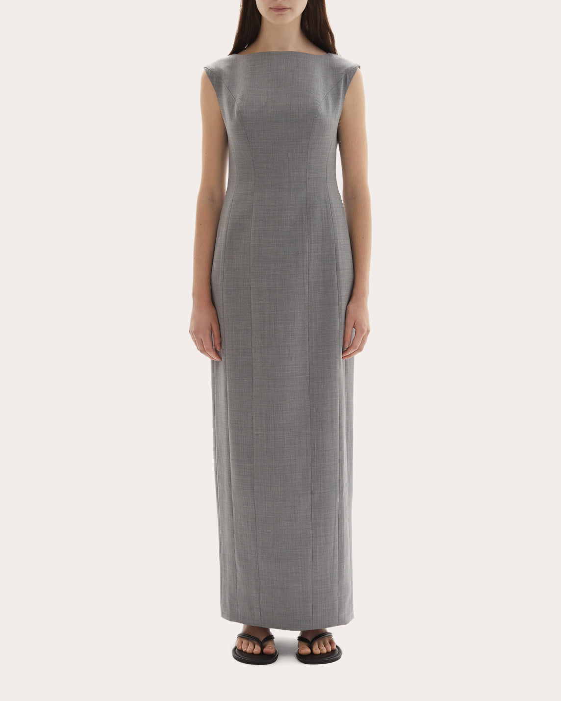 Kelli Wool Structured Boatneck Maxi Dress