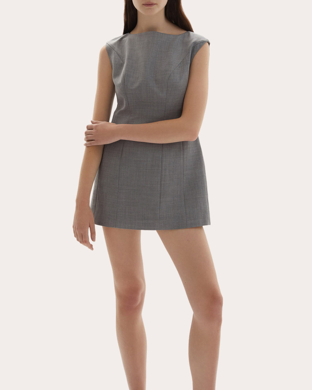 Kelli Wool Structured Boatneck Mini Dress