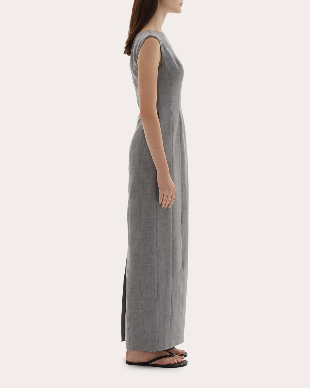 Kelli Wool Structured Boatneck Maxi Dress