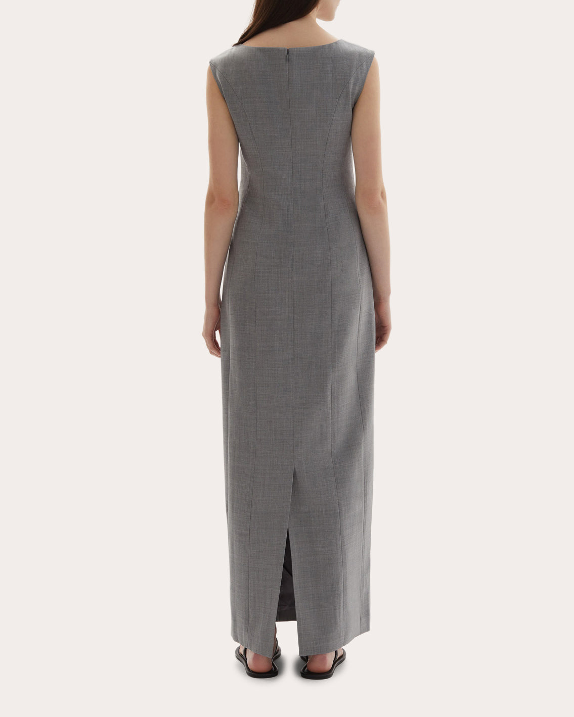 Kelli Wool Structured Boatneck Maxi Dress