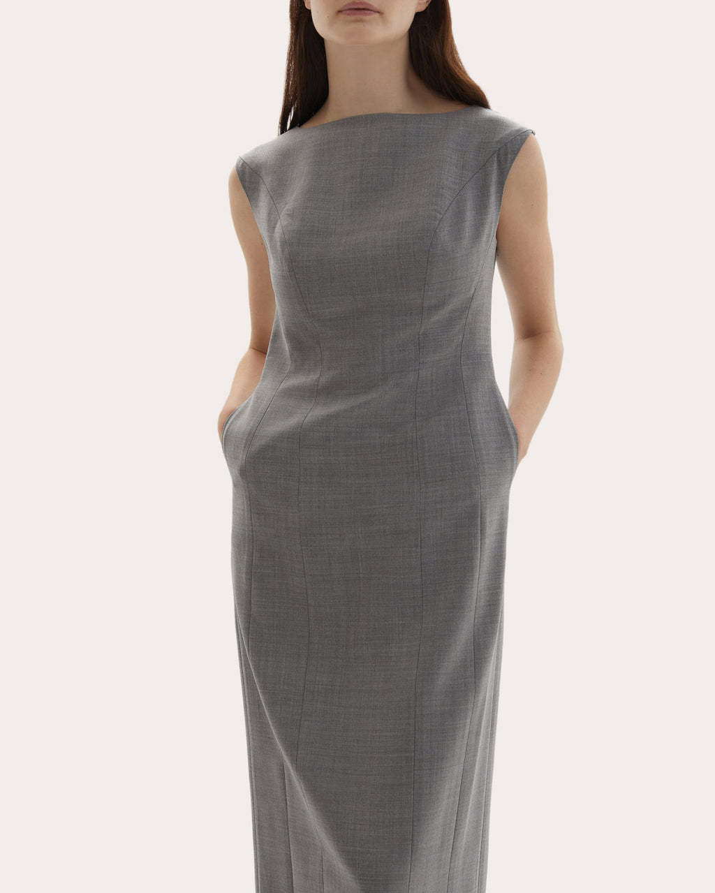 Kelli Wool Structured Boatneck Maxi Dress