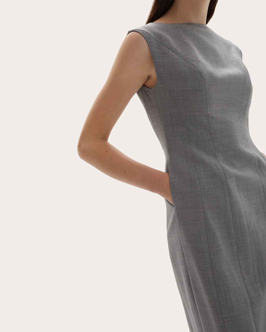 Kelli Wool Structured Boatneck Maxi Dress