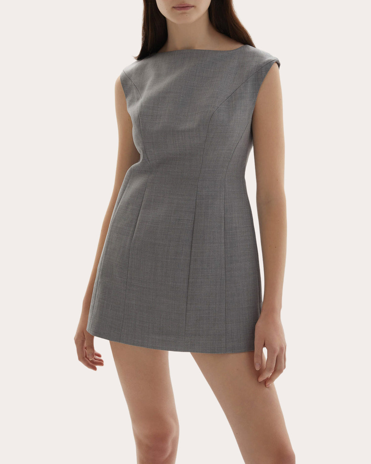 Kelli Wool Structured Boatneck Mini Dress