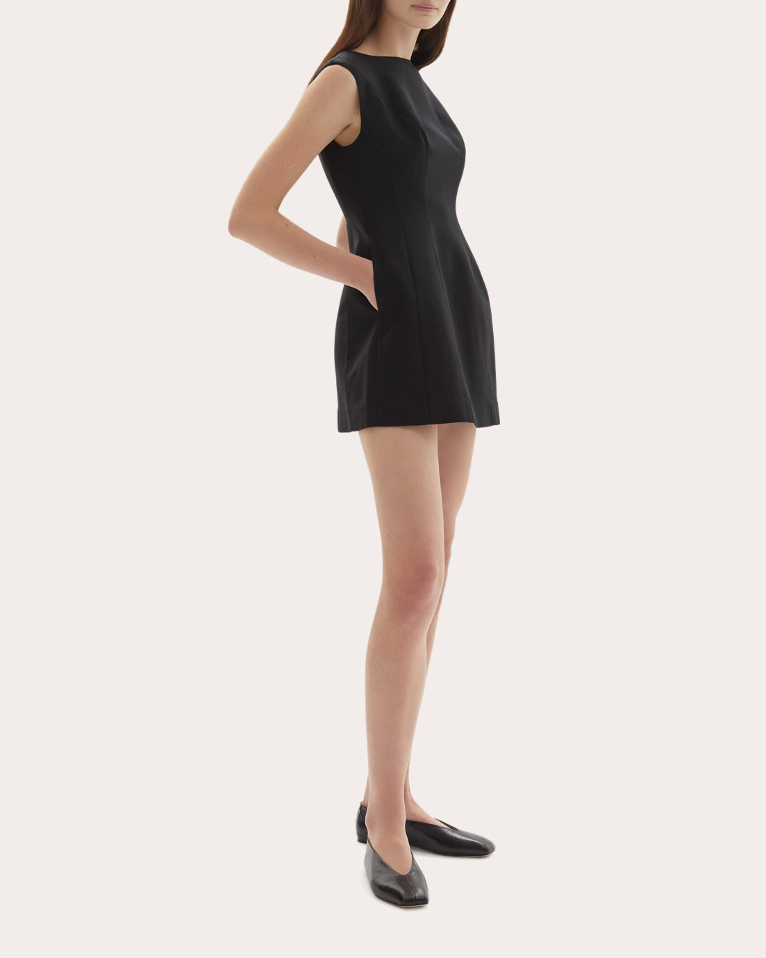 Kelli Wool Structured Boatneck Mini Dress