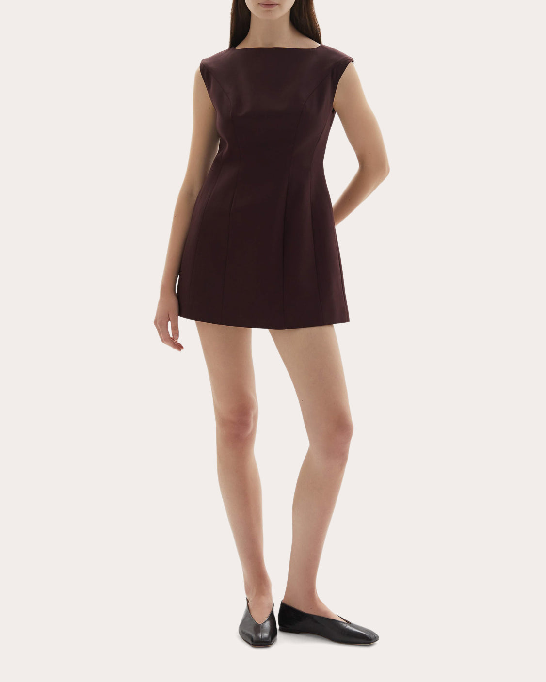 Kelli Wool Structured Boatneck Mini Dress