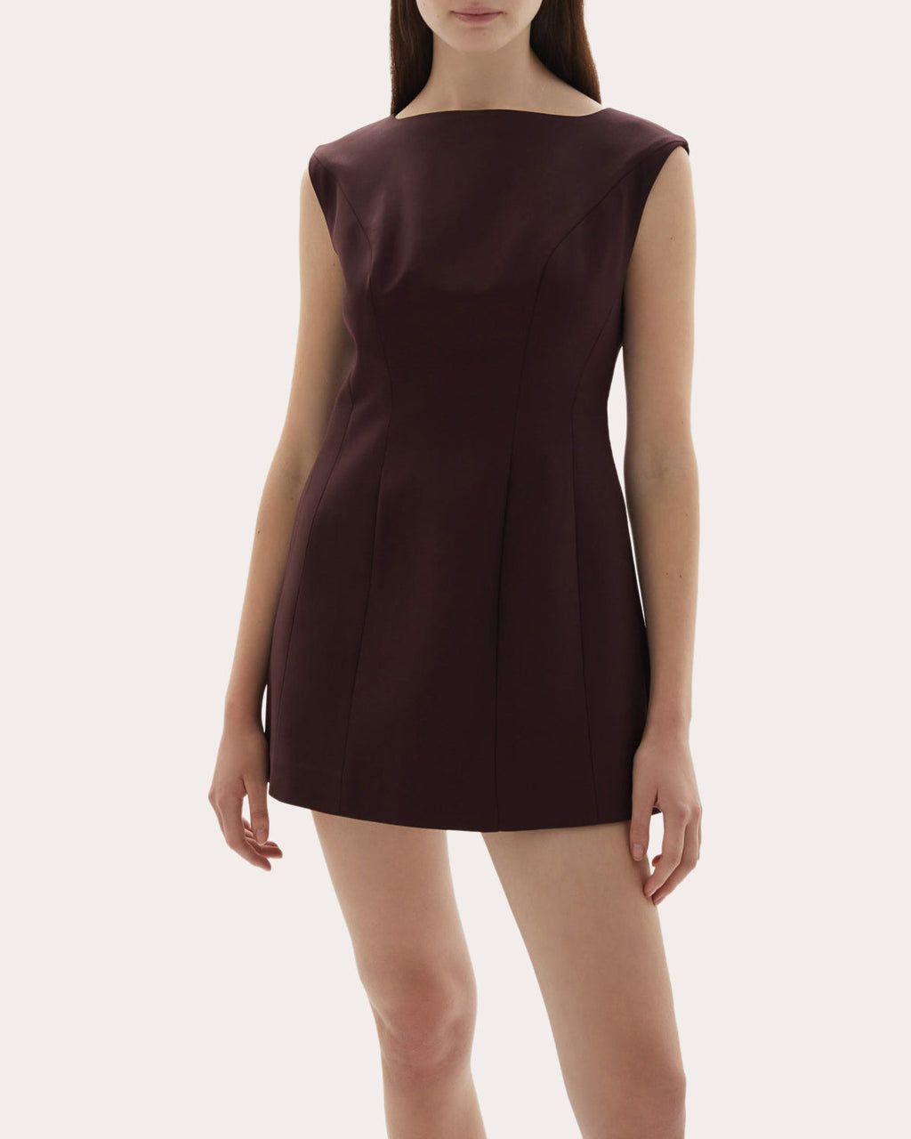 Kelli Wool Structured Boatneck Mini Dress