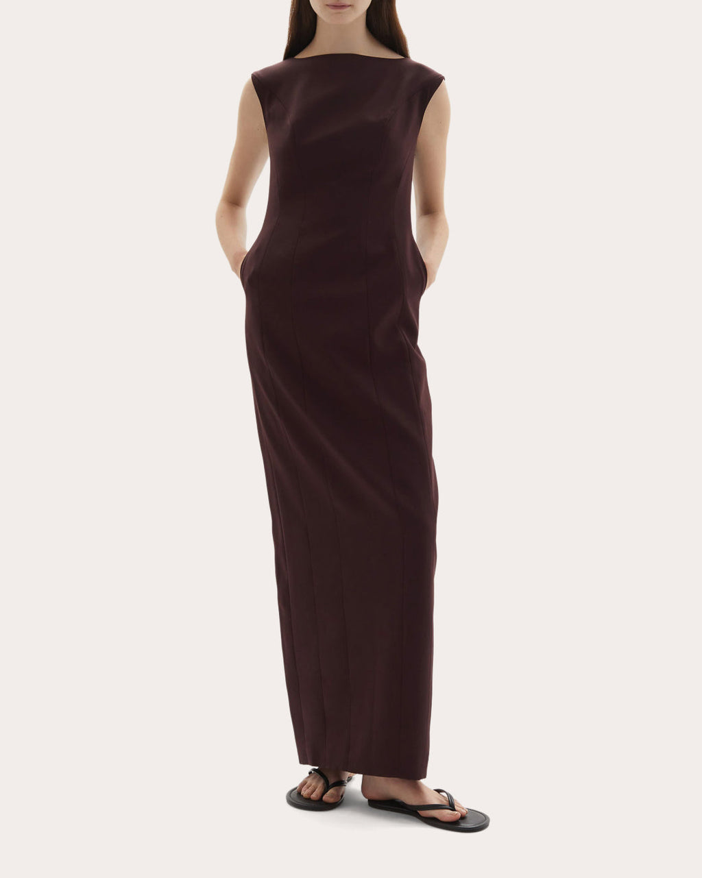 Kelli Wool Structured Boatneck Maxi Dress