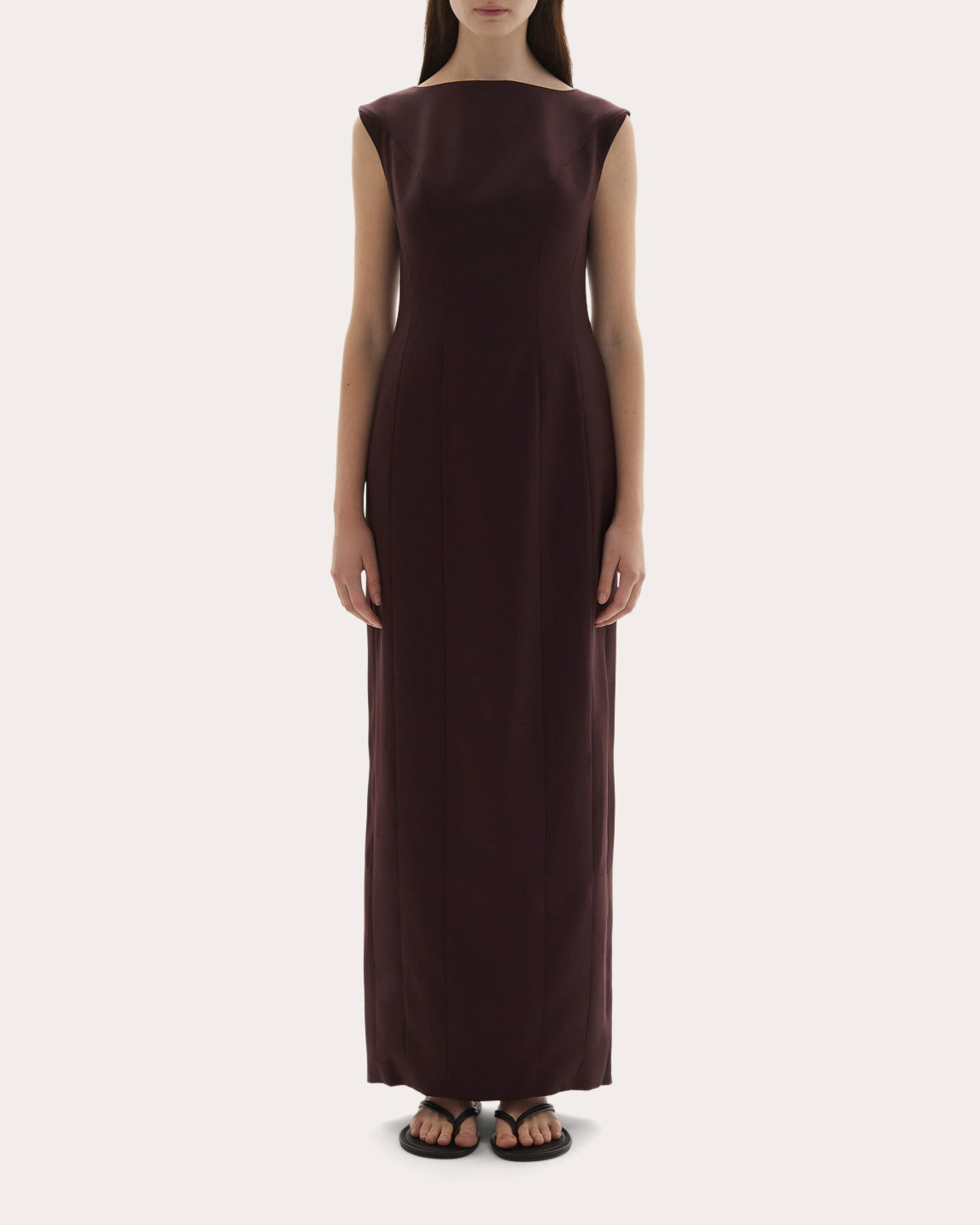 Kelli Wool Structured Boatneck Maxi Dress