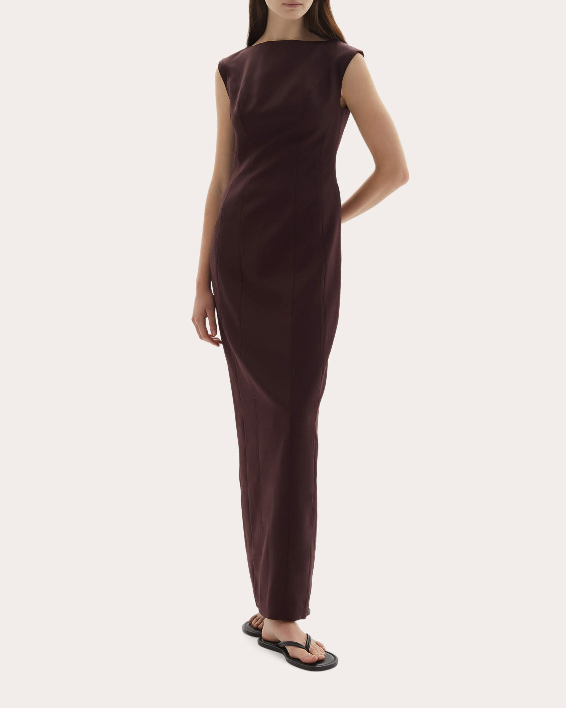 Kelli Wool Structured Boatneck Maxi Dress