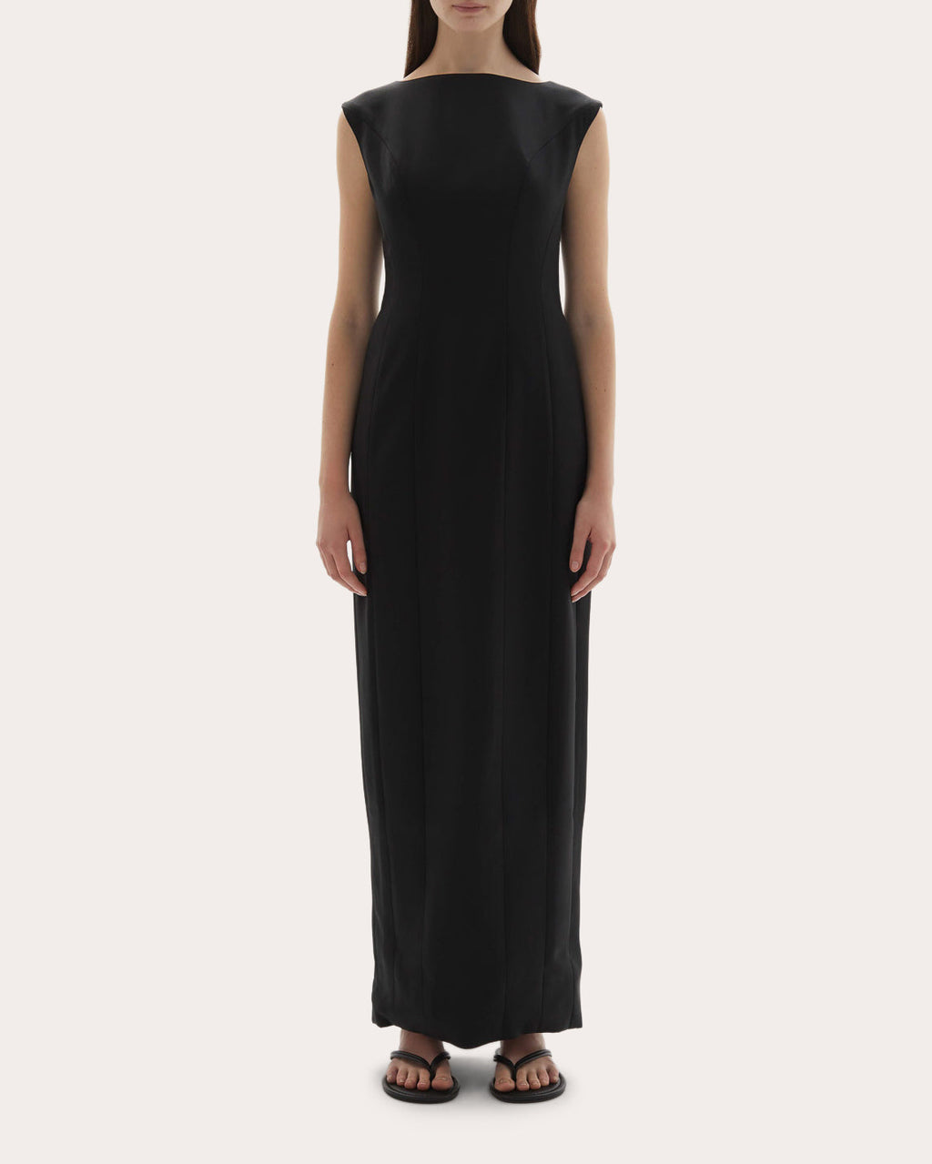 Kelli Wool Structured Boatneck Maxi Dress